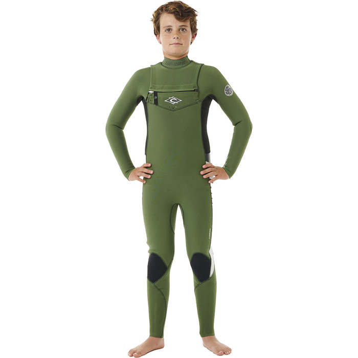 2024 Rip Curl Junior Dawn Patrol 4/3mm Chest Zip Neopreno 13LBFS - Green